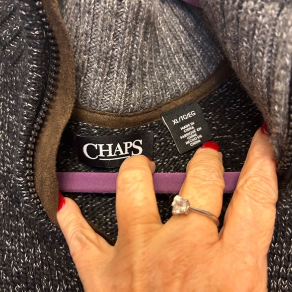 50%off w♥️ 
Chaps 1/4 zip black gray heavy chunky  sweater size XL men #39 - Picture 5 of 10